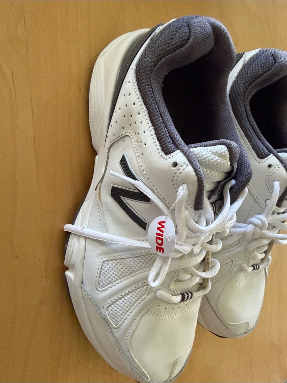 New Balance White and Gray Men's Athletic Sneakers - Wide Fit